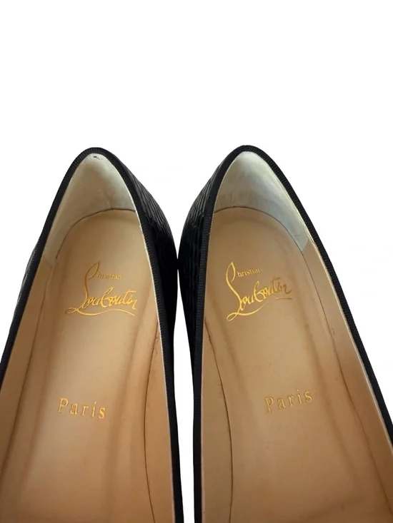 Christian Louboutin Kashasha Lizard Embossed Ballet Flats Black Size 38.5 + Box - Picture 4 of 15